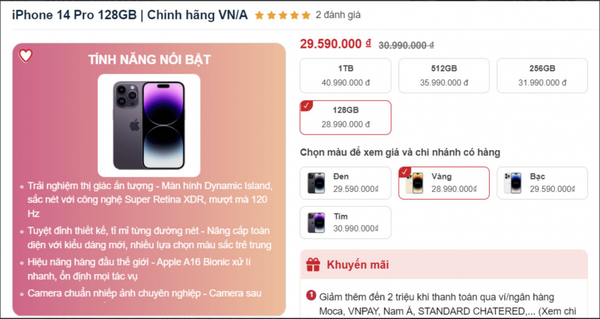 Giá iPhone 14 Pro ngày 24/11: Tiếp đà giảm mạnh, khách Việt ‘mát lòng’