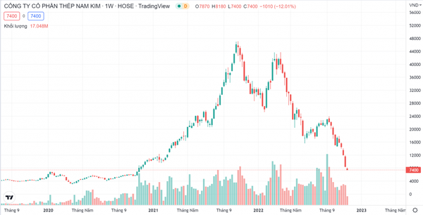 Diễn biến giá cổ phiếu NKG trong 2 năm gần đây (Nguồn: Tradingview)