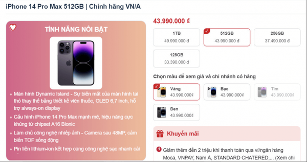 Giá iPhone 14 Pro Max mới nhất ngày 23/11: Biến động về giá khiến dân tình 'dè chừng'