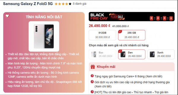 Giá Galaxy Z Fold 3 mới nhất ngày 24/11: Rẻ như cho, iPhone 12 Pro Max 