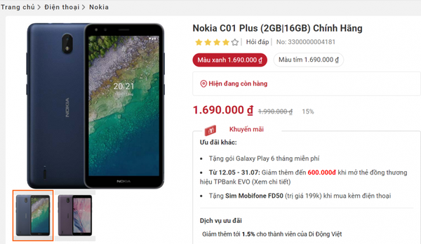 “Cưng xỉu” trước chiếc Nokia C01 Plus giá rẻ như điện thoại “cục gạch”, cấu hình cực phiêu