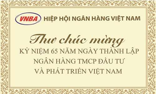Tổng Thư ký Hiệp hội Ngân hàng gửi thư chúc mừng Ngân hàng BIDV nhân kỷ niệm 65 năm thành lập