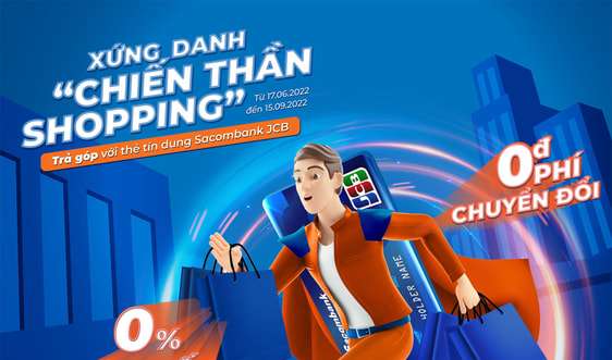 Miễn phí chuyển đổi trả góp 0% thẻ tín dụng quốc tế Sacombank JCB