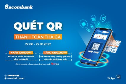 Sacombank tặng tiền cho chủ cửa hàng chấp nhận thanh toán qua VietQR