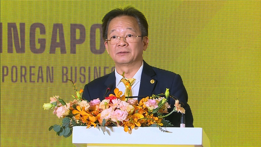 Ông Đỗ Quang Hiển, Chủ tịch Ủy ban chiến lược Tập đoàn T&T Group, Chủ tịch HĐQT Ngân hàng SHB phát biểu tại sự kiện