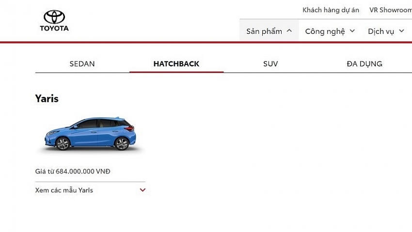 Toyota Wigo đã không còn xuất hiện trên trang web của Toyota Việt Nam, phân hạng hatchback chỉ còn lại Toyota Yaris thuộc cỡ B