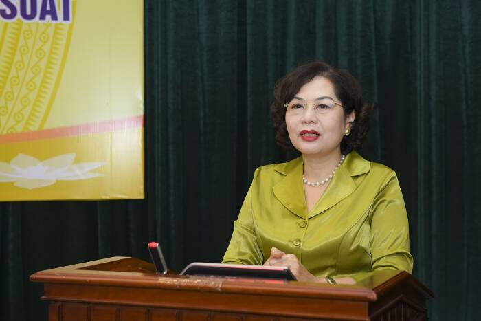 Thống đốc Ngân hàng Nhà nước Nguyễn Thị Hồng phát biểu tại hội nghị (Ảnh: SBV)