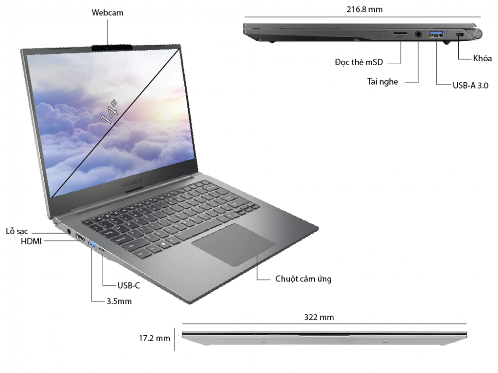 Laptop Gigabyte U4 UD: Laptop văn phòng với hiệu năng siêu mạnh, mức giá 