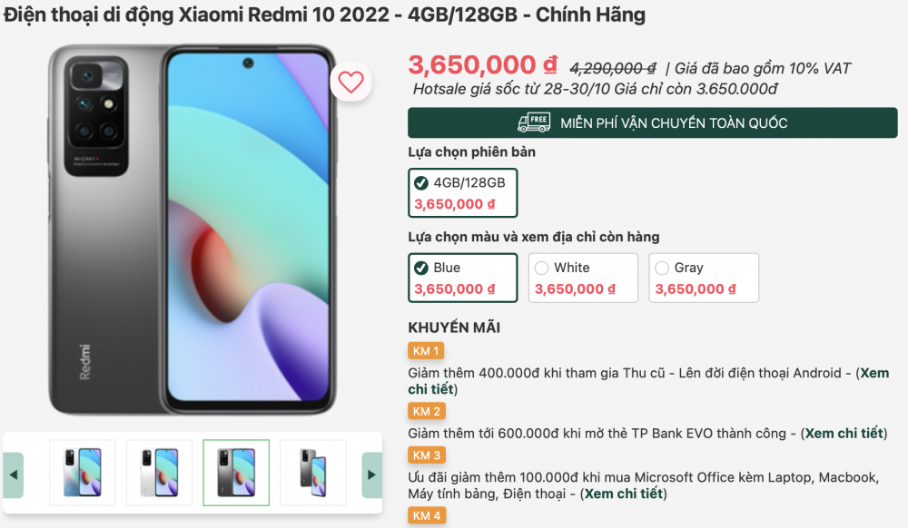“Chiến binh giá rẻ” Xiaomi Redmi 10 tiêp tục giảm cực đậm: Cấu hình “cân” đối thủ đắt tiền