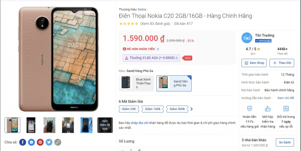Nokia C20: Giữ vững ngôi vương 'vua giá rẻ' với màn hình 6.5 inch